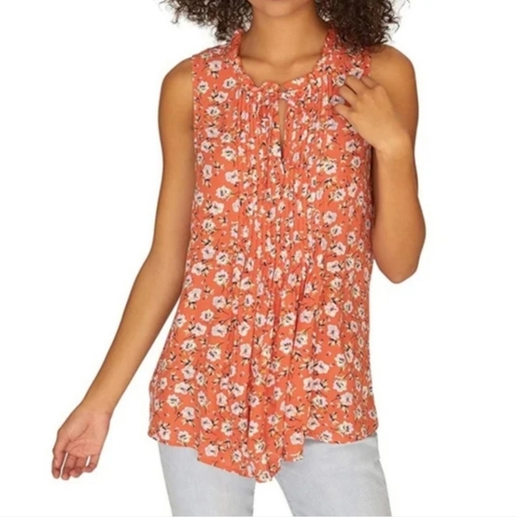 Sanctuary Floral Sleeveless Blouse - Orange and White - Picture 1 of 15
